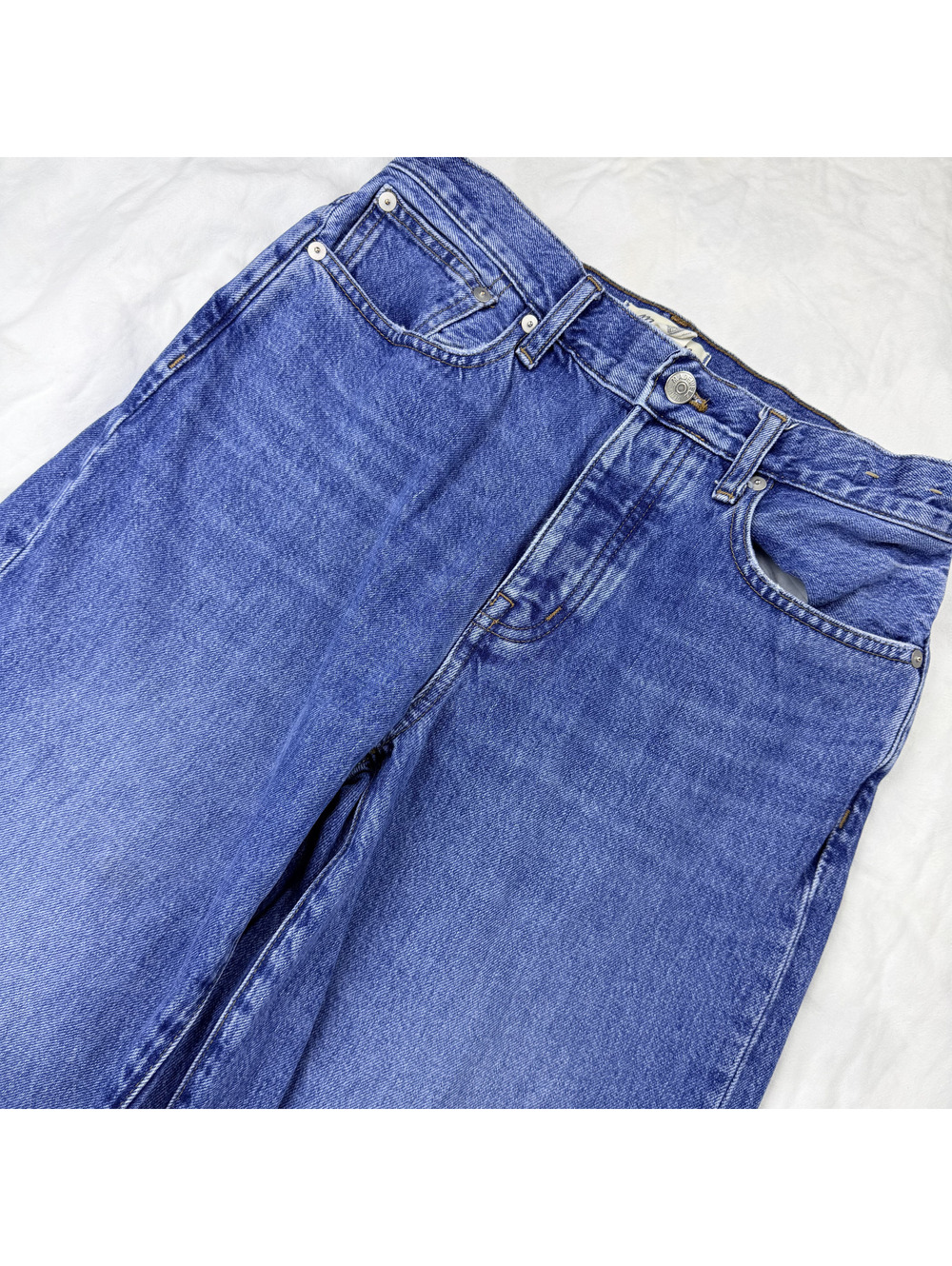 Madewell Low-Slung Straight Jeans 26 Palmina Wash Rigid Denim Button Fly